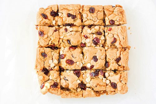 Cranberry White Chocolate Blondies - One Little Project
