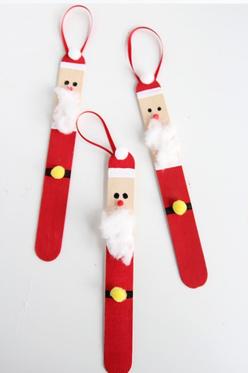 Easy Christmas Crafts for Kids - Popsicle Stick Santas