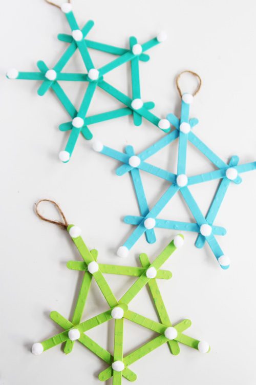 Winter Crafts for Toddlers - Popsicle Stick Snowflakes