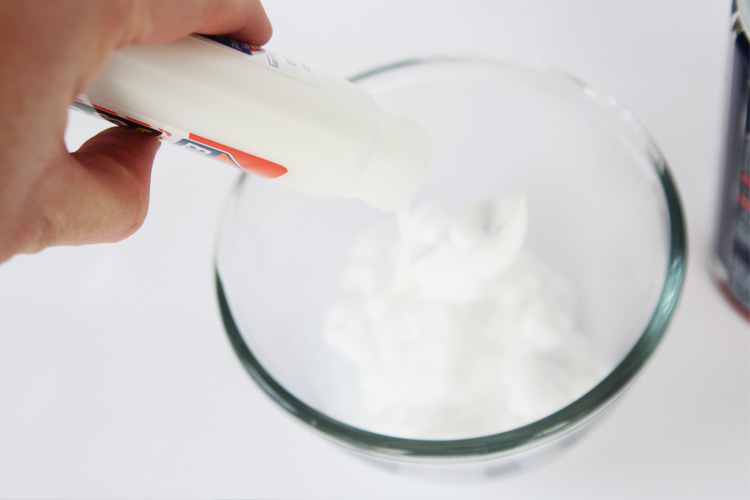 This DIY snow paint only requires 3 ingredients and has a soft and spongy texture when it's dry!