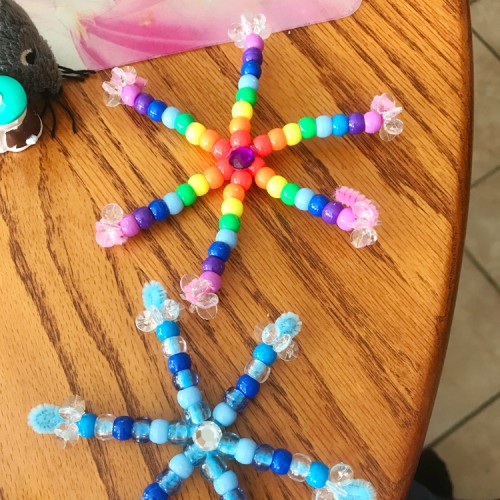 Pipe cleaner snowflakes with beads winter kids craft