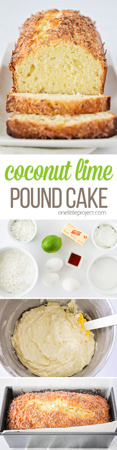 This light and tender coconut lime pound cake has the most delicious combination of flavors! Sweet coconut and tangy lime combine to make an unforgettable dessert!