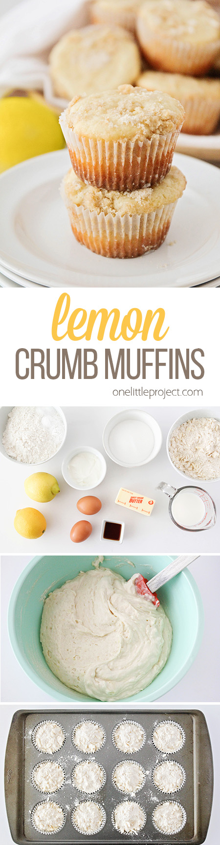 These light and tender lemon crumb muffins are perfectly sweet and have a bright lemon flavor. They start with a luscious lemon muffin base, then are topped by a buttery crumb topping that makes them incredibly delicious!