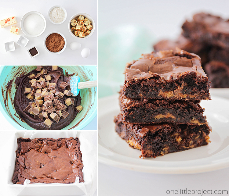 These rich and fudgy Reese's brownies are chocolate and peanut butter perfection! They're loaded with Reese's candies, and so decadent and delicious!
