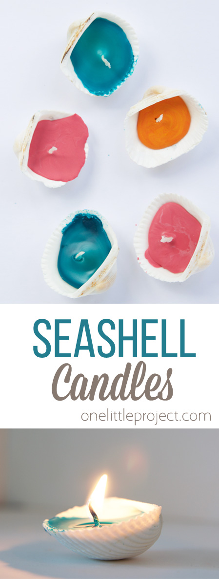 These seashell candles are SO easy to make and perfect for summer! This is the perfect summer craft for an outdoor party!