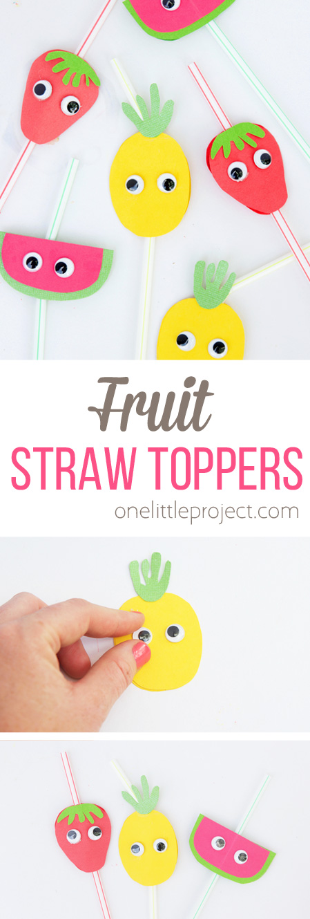 These fruit straw toppers are the perfect way to dress up your summer drinks! This is an easy summer craft for kids!