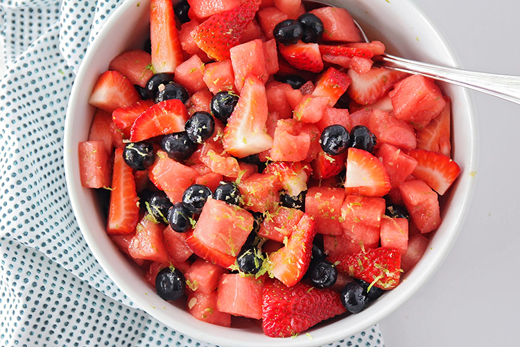 This watermelon berry salad is so sweet and refreshing, and perfect for summer picnics and potlucks! It takes just a few minutes to make, and tastes totally amazing!