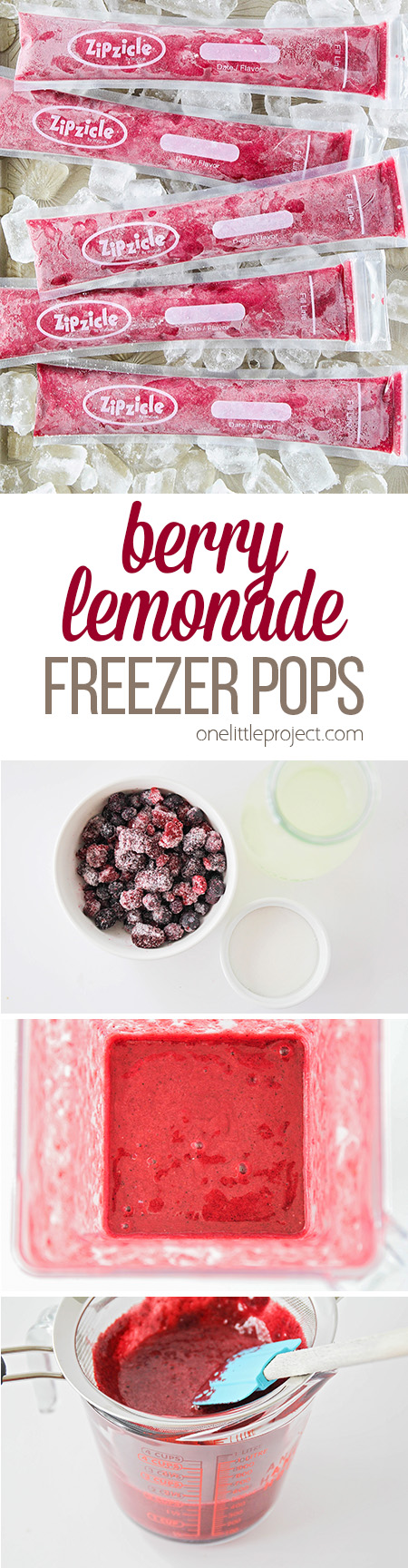 These berry lemonade freezer pops are so sweet and refreshing, and perfect for cooling off on a hot summer day. They're so easy to make, and have only three ingredients!