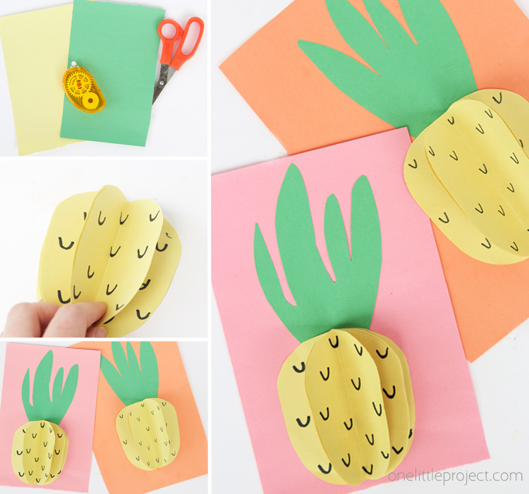 These paper pineapples are super easy to make. If you are looking for the perfect summer paper craft, this is the one!