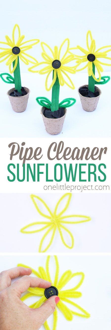 These cheerful pipe cleaner sunflowers are TOO CUTE and a great summer or fall kids craft!