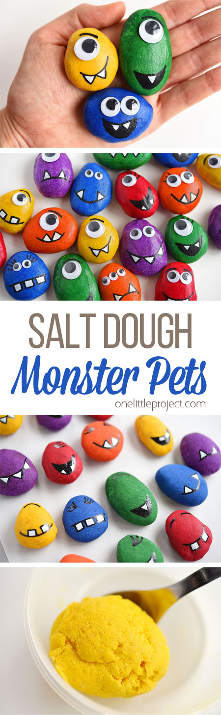 These salt dough monster pets are SO CUTE and really simple to make! You don't even need to paint them! This is such a fun craft to make with the kids and a great alternative to painted rock monsters!
