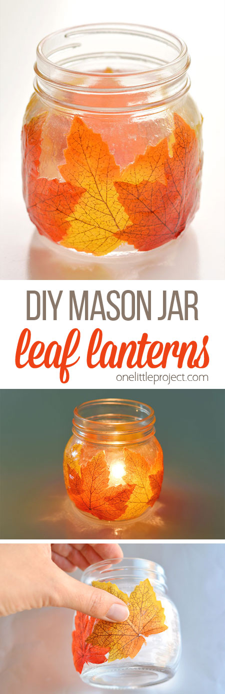 DIY mason jar leaf lanterns