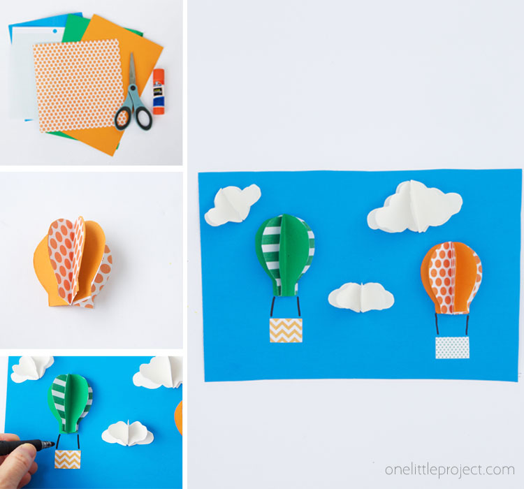 These 3D paper hot air balloons are SO adorable and easy to make! You will love turning this into a handmade paper card that is sure to impress anyone!