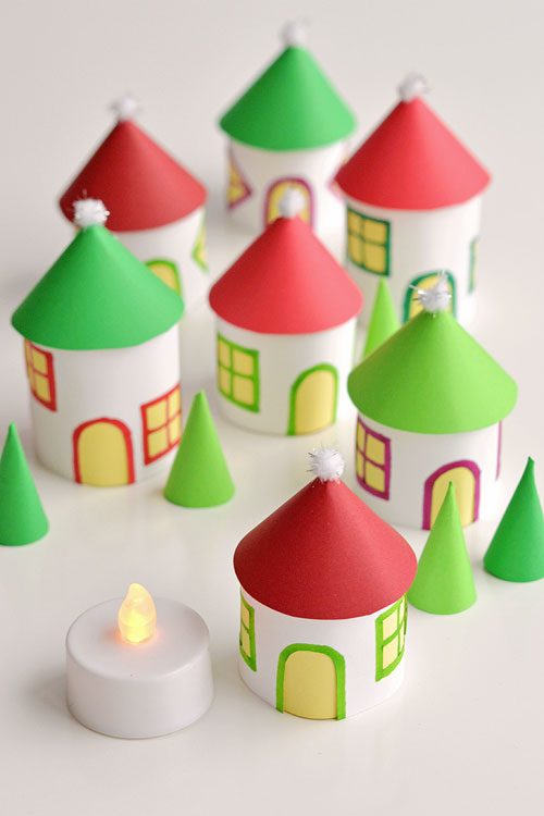 Christmas Crafts Easy - Paper Roll Christmas Village