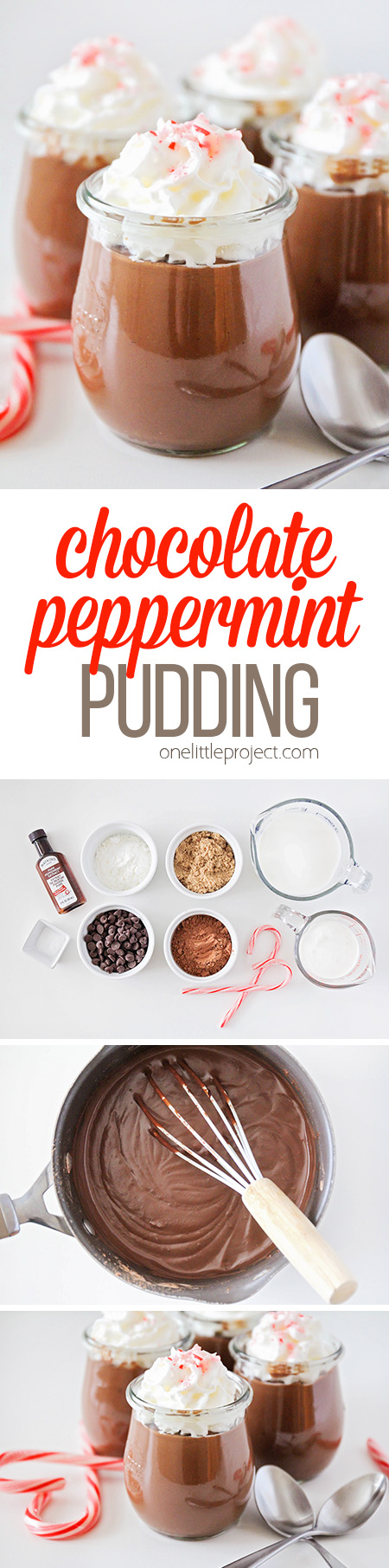 This luscious and rich chocolate peppermint pudding is the perfect festive treat for the holidays! It's easy to make on the stove top, and so delicious! 