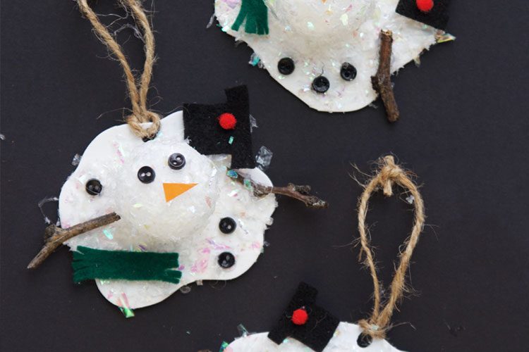 Melted snowman ornaments