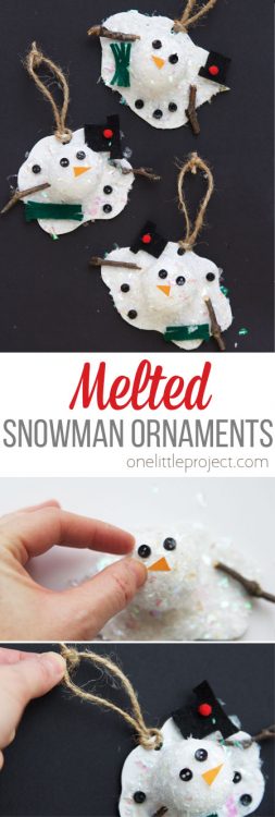 Melted Snowman Ornaments - One Little Project