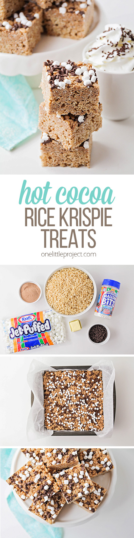 These irresistible and delicious hot cocoa rice krispie treats have all the flavors you love in hot chocolate, in a sweet and crunchy rice krispie treat!