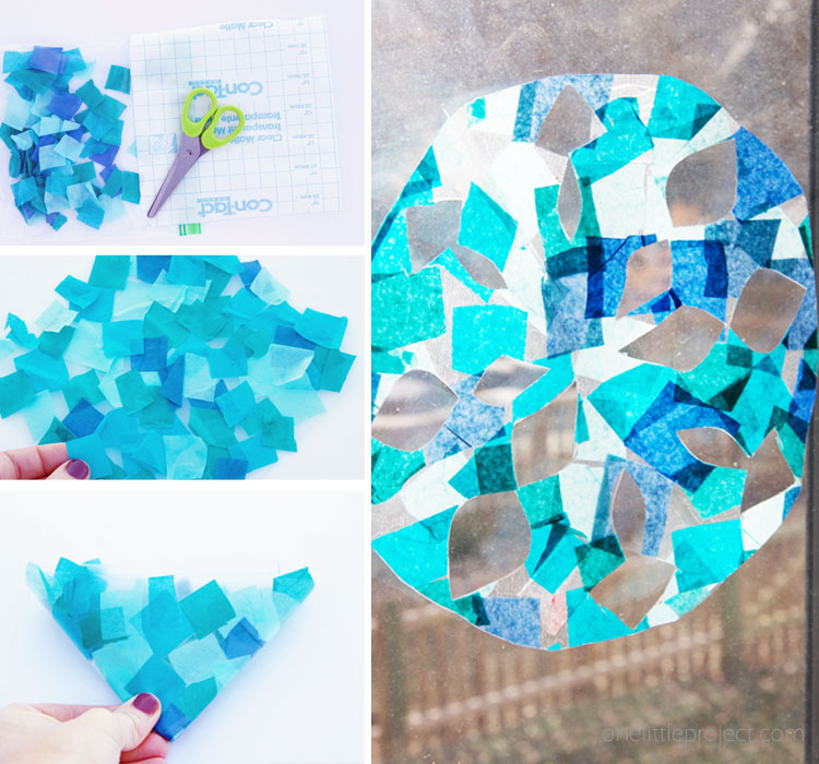 These snowflake suncatchers are so fun to make and are such a beautiful twist on paper snowflakes! 
