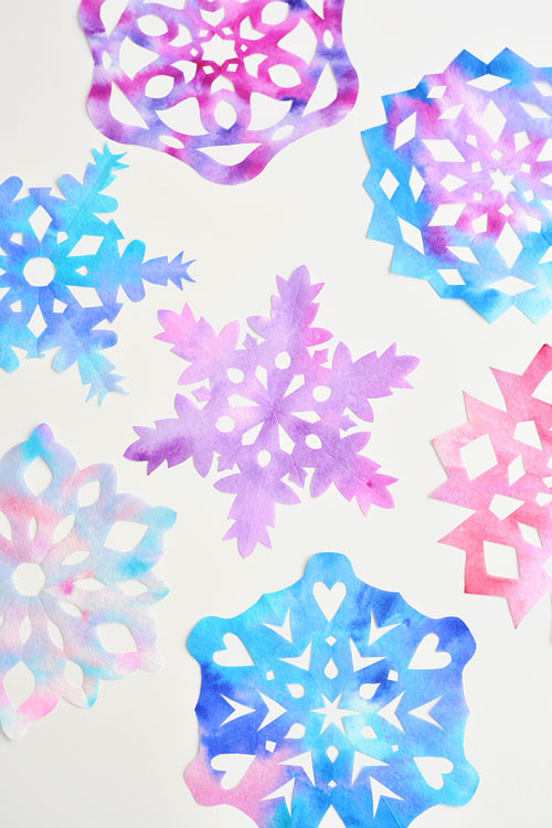 40+ Easy Christmas Crafts for Kids - Coffee Filter Snowflakes