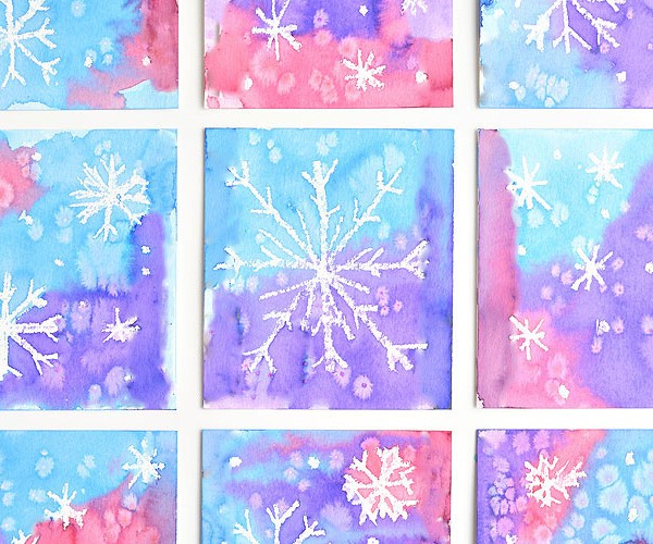 Salt and Watercolor Snowflake Art