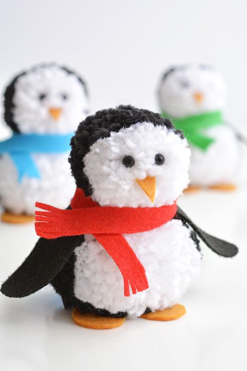 Easy Christmas Crafts - Pom Pom Penguins