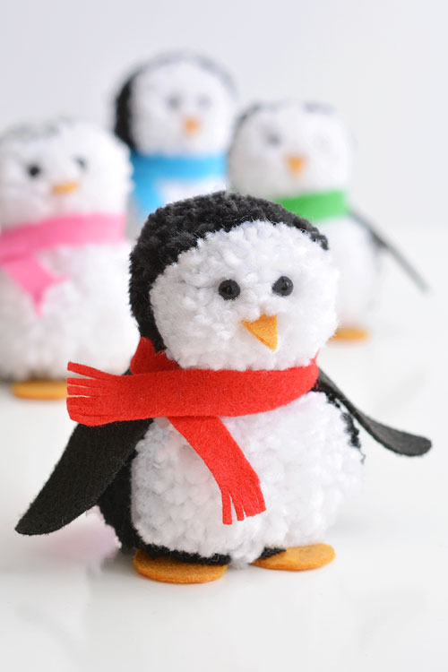 40+ Easy Christmas Crafts for Kids - Pom Pom Penguins