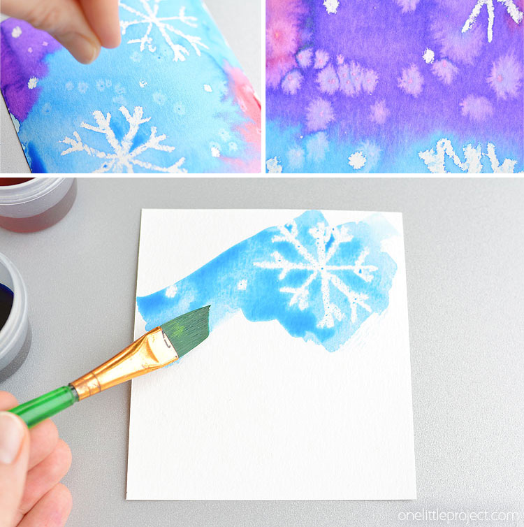 This magic salt and watercolor snowflake art project for kids is so much fun! The snowflakes magically appear when you add the paint and the salt makes the painting look “frosty”. This is such a cool process art idea for kids that’s fantastic in the classroom at school or on a snowy day at home this winter!