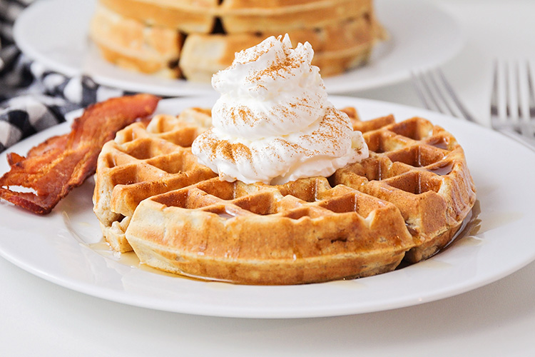 These light and fluffy cinnamon waffles are crisp on the outside, and have the perfect hint of spice. They'll make any breakfast extra special!