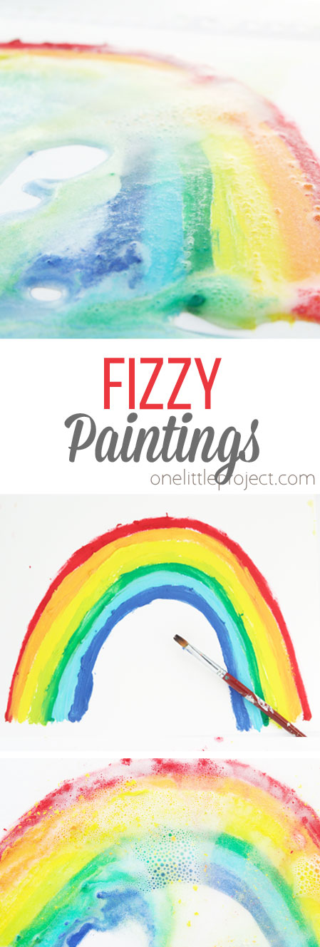These fizzy paintings are a great STEM science activity for kids. Use baking soda and vinegar to see your painting come to life and see the colors swirl and mix!