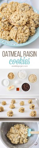 Oatmeal Raisin Cookies - Chewy and Sweet! - One Little Project