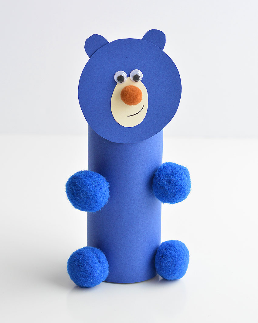 Paper Roll Bear - These paper roll animals are SO CUTE, and they're really easy to make using simple craft supplies! If you use toilet paper rolls, it's a great way to upcycle! Or you can make your own paper rolls using card stock. Either way, this is a super fun kids craft that they can actually play with!