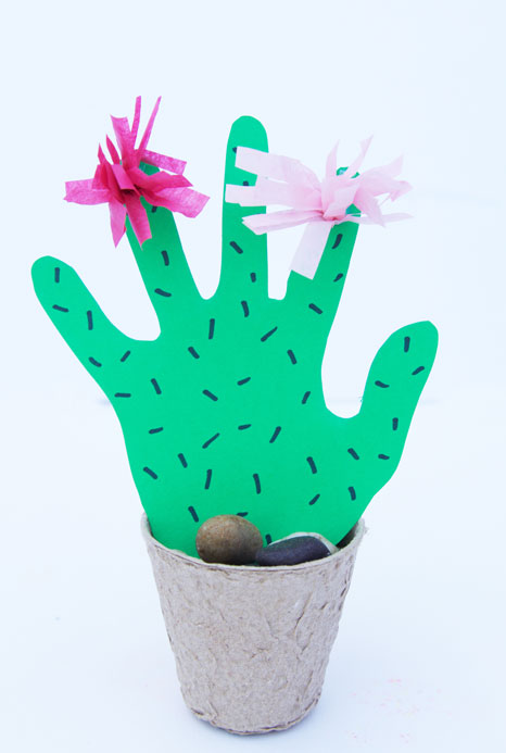 This handprint cactus craft is the perfect Mother's Day craft for kids. Mom or Grandma will just love receiving a keepsake handprint cactus this year!