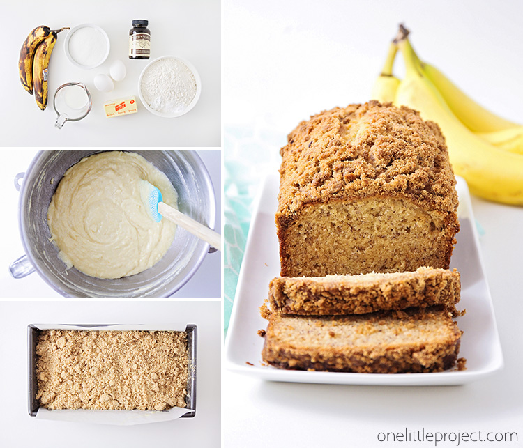 This delicious and flavorful cinnamon streusel banana bread has a light and tender texture, the perfect banana flavor, and a sweet cinnamon crunch!