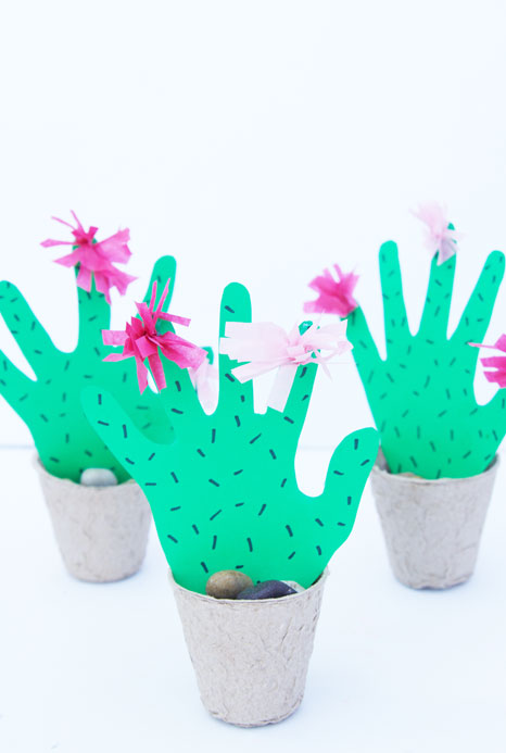 This handprint cactus craft is the perfect Mother's Day craft for kids. Mom or Grandma will just love receiving a keepsake handprint cactus this year!