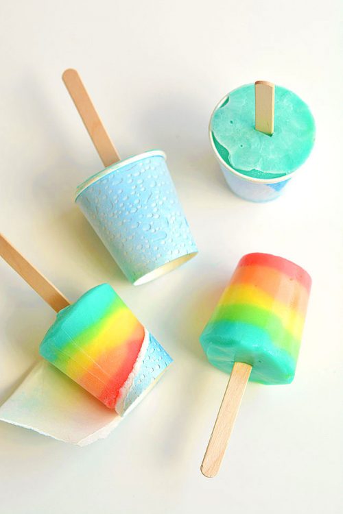 Easy Rainbow Popsicles Using Dixie Cups - One Little Project