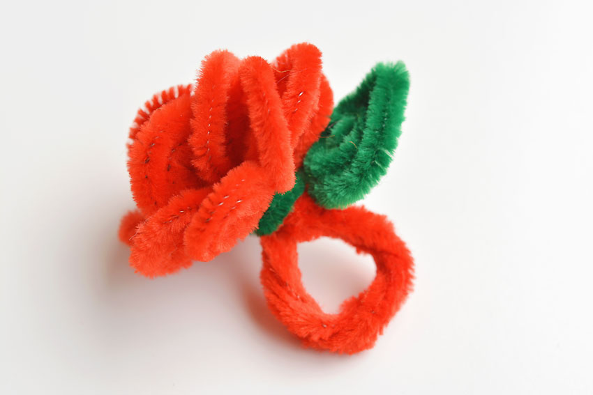 Pipe Cleaner Rose Ring - One Little Project
