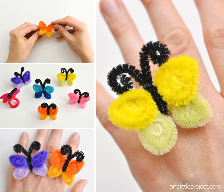 These pipe cleaner butterfly rings are SO SIMPLE to make and they’re so pretty! This is such a fun and easy kids craft idea and a super fun summer craft. All you need are a few pipe cleaners and in less than 5 minutes you can make an awesome homemade ring!