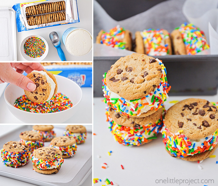 These fun and festive ice cream sandwiches are so easy to make, and have only three ingredients! They're the perfect sweet treat to enjoy this summer!