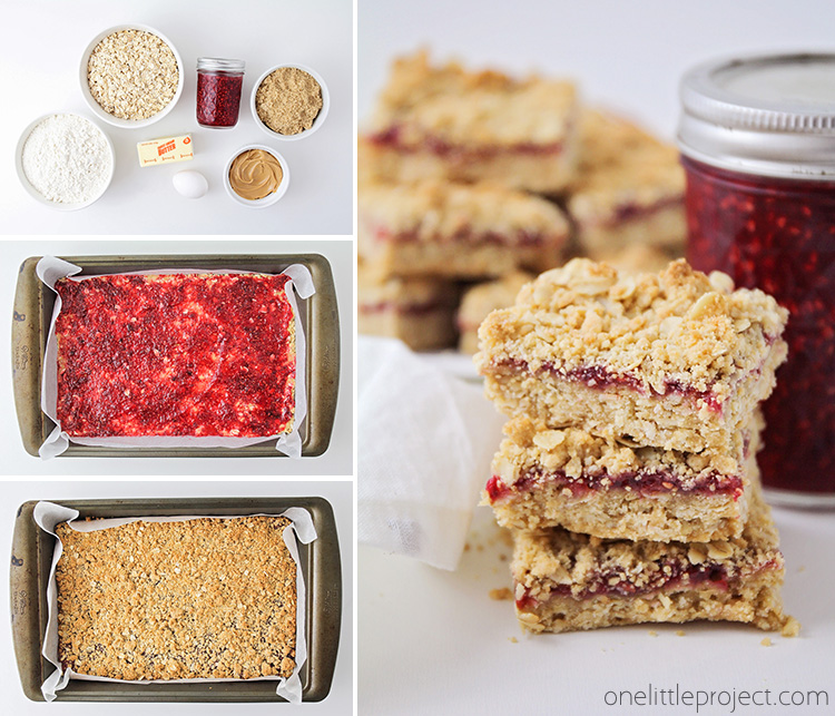 These crunchy and sweet peanut butter and jelly bars are the perfect after school snack! They're so easy to make, and totally delicious!