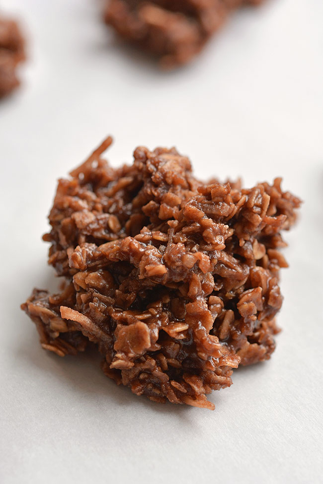 These no-bake chocolate haystacks cookies are SO EASY to make and they taste so good! This is such an awesome kid friendly snack recipe to make with the kids! Loaded with oats and coconut they make an excellent after school snack. They're hearty, reasonably healthy and kids love them! Plus they're super fast to put together!