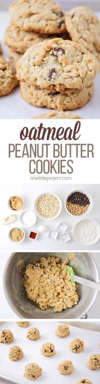 Oatmeal Peanut Butter Cookies - One Little Project