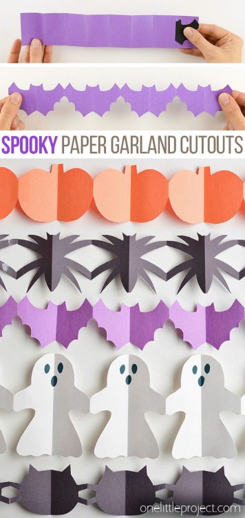 Halloween Paper Garland Cutouts - Bats, Spiders, Pumpkins, Ghosts and ...