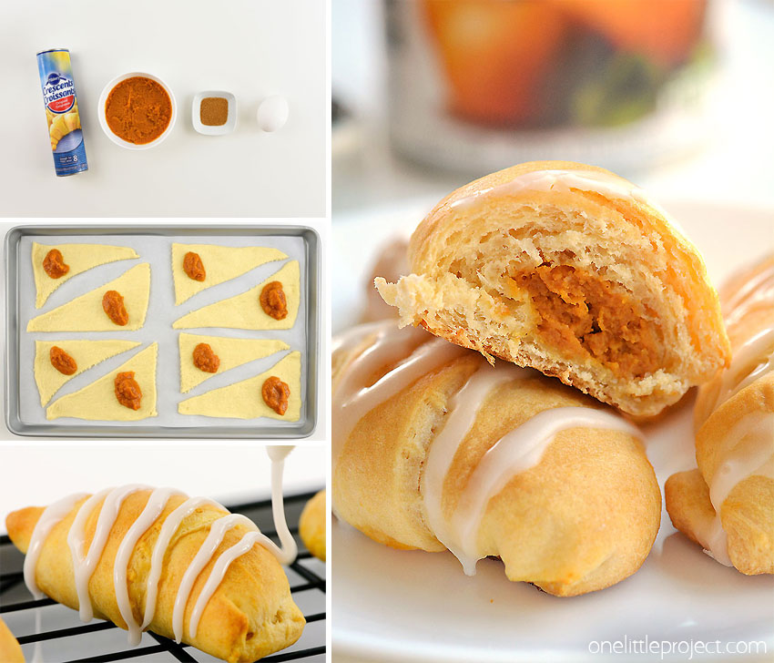 These easy pumpkin pie crescents are SO GOOD and really easy to make. This is such a great fall dessert idea and a delicious treat for Thanksgiving or Halloween. This dessert is quick and easy - ready in less than half an hour - and the whole family loved them! Such a delicious and simple pumpkin recipe using Pillsbury dough!