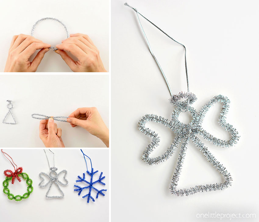 These angel pipe cleaner ornaments are ADORABLE and they're really easy to make. Such a fun way to make homemade Christmas ornaments in less than 5 minutes!