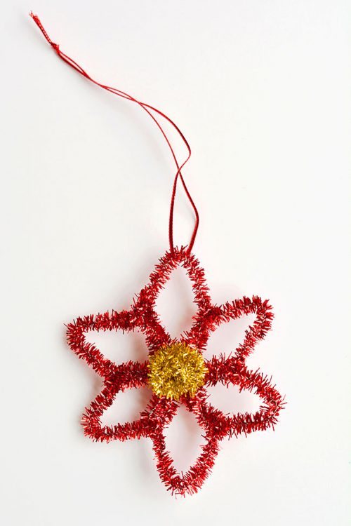 Christmas Ornament DIY - Pipe Cleaner Poinsettia Ornament