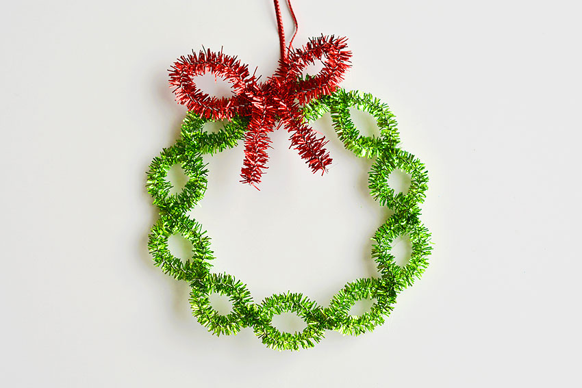 Easy Pipe Cleaner Wreath Ornaments - One Little Project