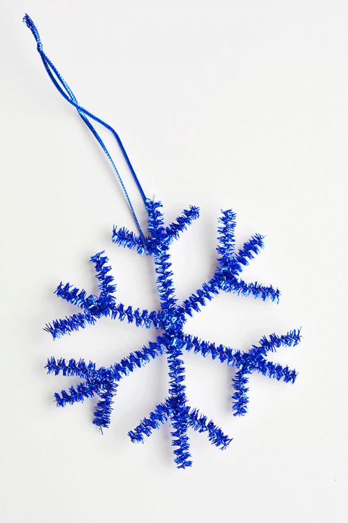 Preschool Winter Crafts - Snowflake Pipe Cleaner Ornaments