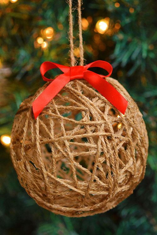 Easy Crafts for Christmas - DIY Twine Ball Ornament