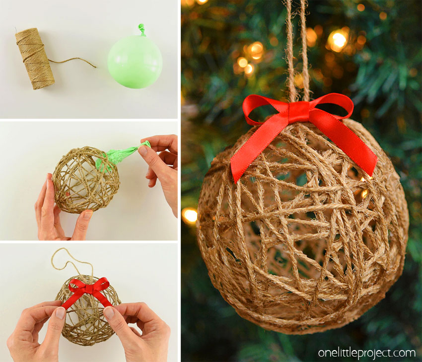 DIY twine ball ornaments are so FUN to make and add such rustic charm to your tree! What a fun homemade Christmas craft the whole family can enjoy together!